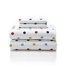 LivingQuarters POLKA DOTS Twin Size Heavy Weight Flannel Sheet Set 