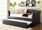Modern Black PU Leather Daybed with Trundle