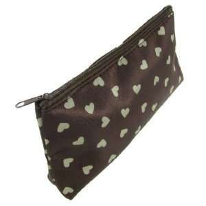   Brown Beige Heart Dotted Printed Zippered Lady Makeup Bags: Beauty