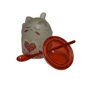  Cute I Love You Cat Mug with Red Lid 