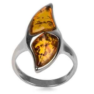  Natural Light Honey Amber Sterling Silver Two Triangle 