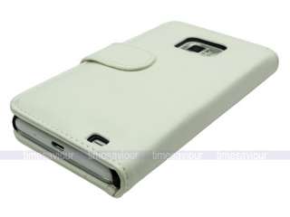 White Leather Case for Samsung Galaxy S II i9100 S2 with Inner Card 