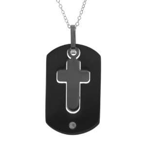  Stainless Steel Gunmetal Finish Gothic Religious Cross ID 