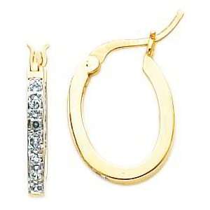    14K .23ct Diamond Inside Outside Oval Hoop Earrings: Jewelry