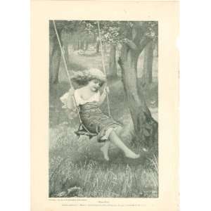  1897 Print Girl in Tree Swing 