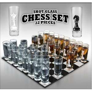  32 piece Chess Shot Glass Set   2 Ounce: Kitchen & Dining
