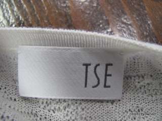 TSE White Cashmere V Neck Long Sleeve Top M  