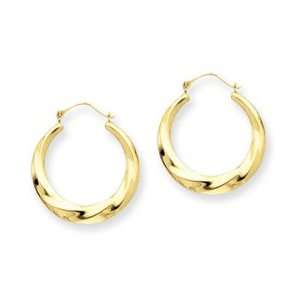  14k Gold Twisted Shrimp Hoop Earrings: Jewelry