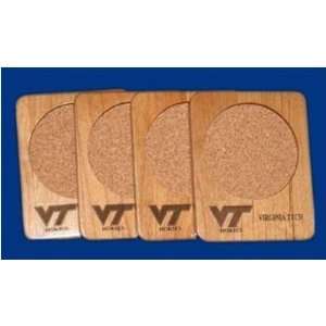  Virginia Tech Hokies Laser Engraved Wooden Coaster Set (4 