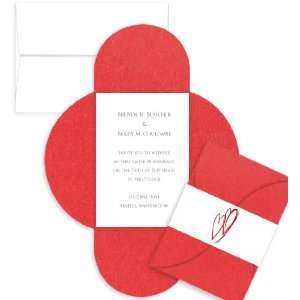  Pochette Invitation Kit   Double Hearts Red Metallic (10 