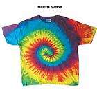 Reactive Rainbow Tie Dye T Shirts Youth XS to Adult XL Cotton. Check 
