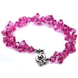   Blossom Cut Fuschia Pink Swarovski Crystal Bracelet 