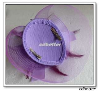   Purple Big Birdcage Style Veil Millinery Hat Hair Clip Fascinators