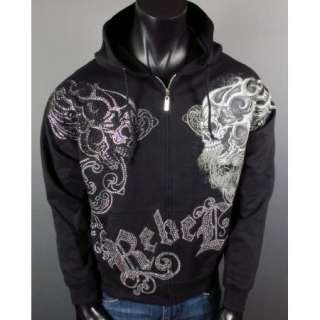 NWT Mens RUSH COUTURE Hoodie REBEL with TONS OF STONES Jersey Shore 