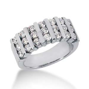  1.3 Ct Diamond Wedding Band Ring Round Channel 14k White 