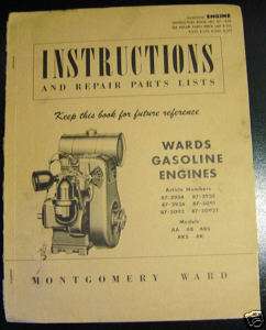 Montgomery Ward Gas Engine AA AB ABS AKS AK Instruction and Parts 