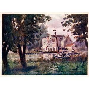   Boat Watermill Marsh Wetlands Art   Original Color Print Home