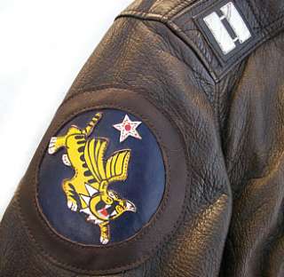 WWII A 2 Leather Flight Jacket w Flying Tigers and CBI  