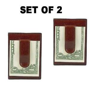  Leather Money Clip Wallet Brown (Set of 2) Electronics