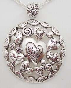   Tone Heart Lovers Hearts Medallion Necklace & Earring Set  