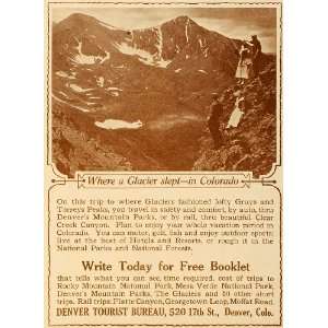   Ad Denver Tourist Bureau Glacier Rocky Mountains   Original Print Ad