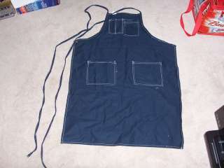cloth (carpenter, shop, art, smock) apron large mans blue second rip 