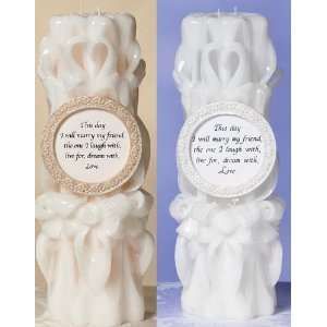 This Day I Will Marry My Friend Sculpted Unity Candle  White or Ivory 