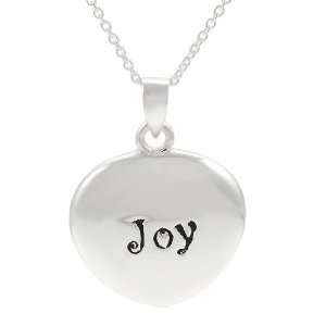  Sterling Silver Engraved JOY Charm Necklace: Jewelry