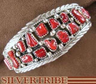 Native American Navajo Sterling Silver Coral Bracelet  