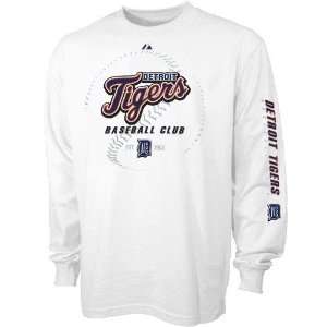   Detroit Tigers Baseball Club White Long Sleeve T shirt: Sports