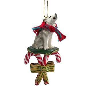 Gray Wolf Candy Cane Christmas Ornament: Home & Kitchen