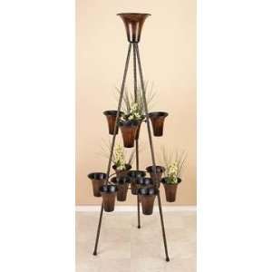 wrought iron metal 14 plant tray and plant stand 67h, 27w:  