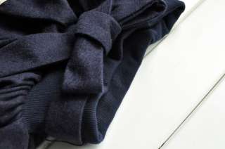 Boutique School Girl Navy Blue Tiered Woolen Skirt W/ Light Gold Satin 