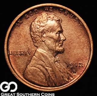 1912 D Lincoln Cent Penny NEAR GEM BU ** RED  