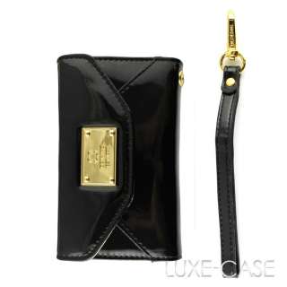 Luxury Designer Cute Black Patent Leather iPhone 4 4S Pouch Wristlet 