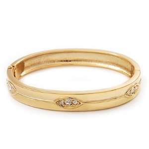   Plated Oval Diamante Hinged Bangle Bracelet   18cm Length: Jewelry
