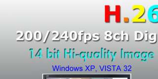 264 CCTV 8ch 200/240fps Net PCI E DVR card w/software  