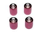 Pirate   Skull Crossbones Tire Valve Stem Caps   Pink