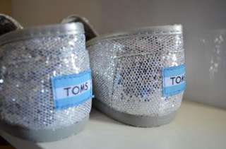 Toms Women Classic Silver Glitter Shoes  