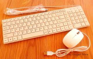 White Slim USB Keyboard & Mouse PC Computer MAC PS3 Laptop Keypad 