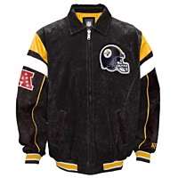   Steelers Suede Varsity Jacket with Contrast Lining 2011 New X L  