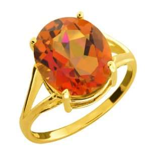   Ct Oval Twilight Orange Mystic Quartz Gold Plated Silver Ring: Jewelry