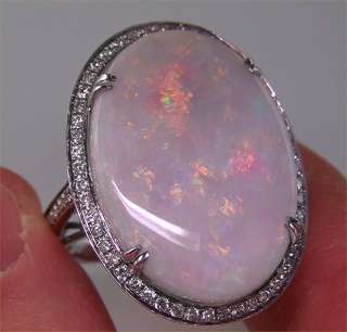   Australian Opal Diamond Cocktail Vintage Ring Solid 14k Gold  