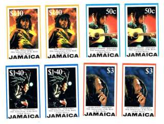 LOT OF 8 BOB MARLEY JAMAICA STAMPS   COMMEMORATIVE1995  