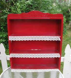 Cute Shabby Red Painted Kitchen Cabinet Sit or Hang  
