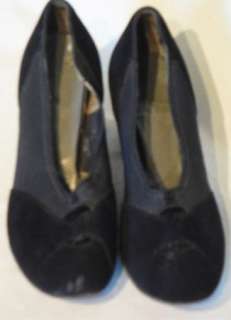 Fab Vintage 40s Black Suede & Faille Round Toe Shoes 7  