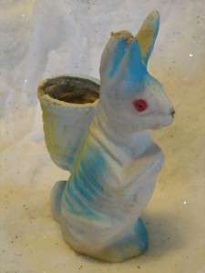 Vintage Paper Mache Easter Bunny Rabbit Candy Container T5  