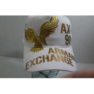 Armani Exchange A/X Hat Cap White Gold Eagle Logo Hat 100% Authentic 
