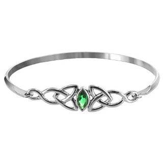 Sterling Silver Emerald Cubic Zirconia 11mm front Celtic Design 