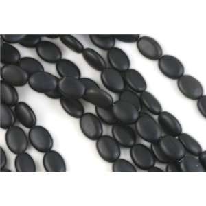 Black Onyx Beads Flat Oval Matte Finish 10x14mm [10 strands wholesale 